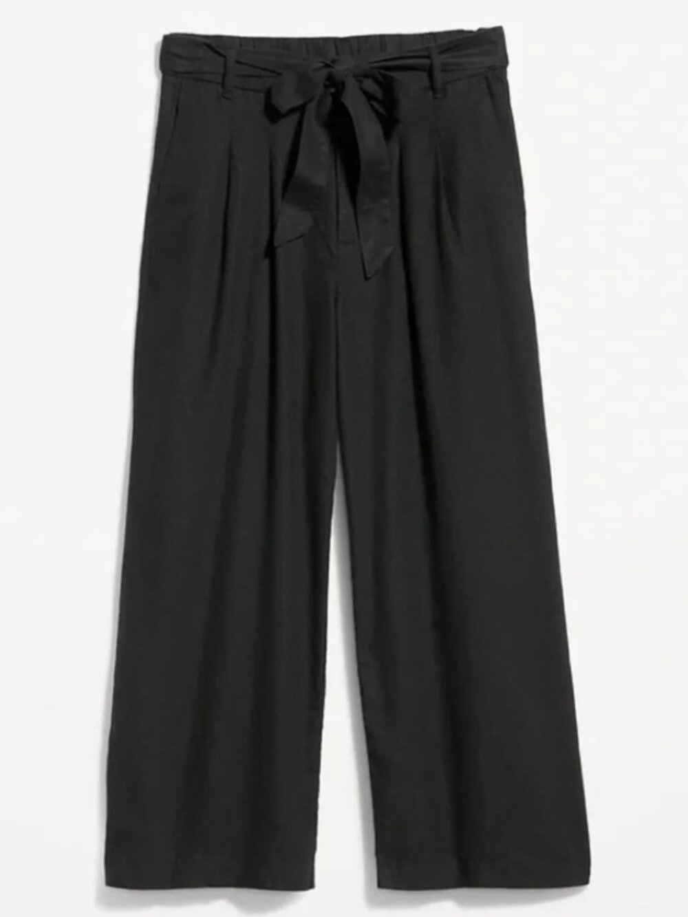 Old Navy High Waisted cropped wide leg linen pants w tie belt waistband size XS